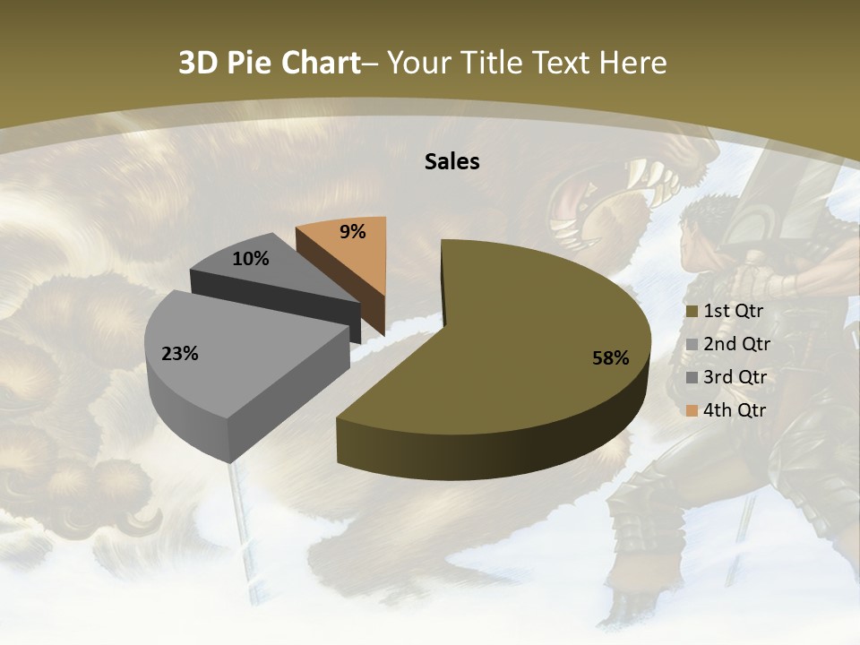 A Man With A Sword And A Big Bear In The Background PowerPoint Template