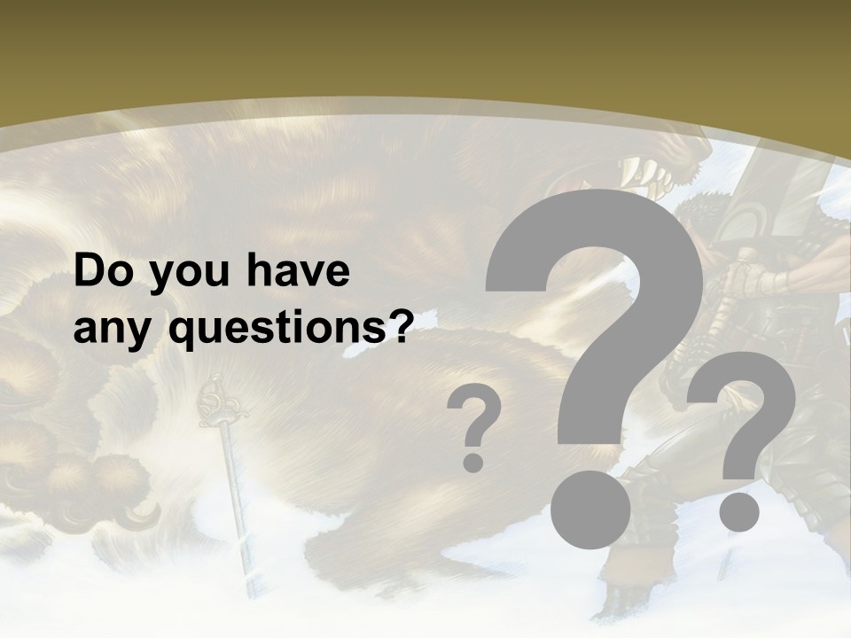 A Man With A Sword And A Big Bear In The Background PowerPoint Template