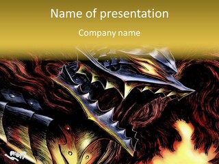 A Picture Of A Dragon With Flames In The Background PowerPoint Template
