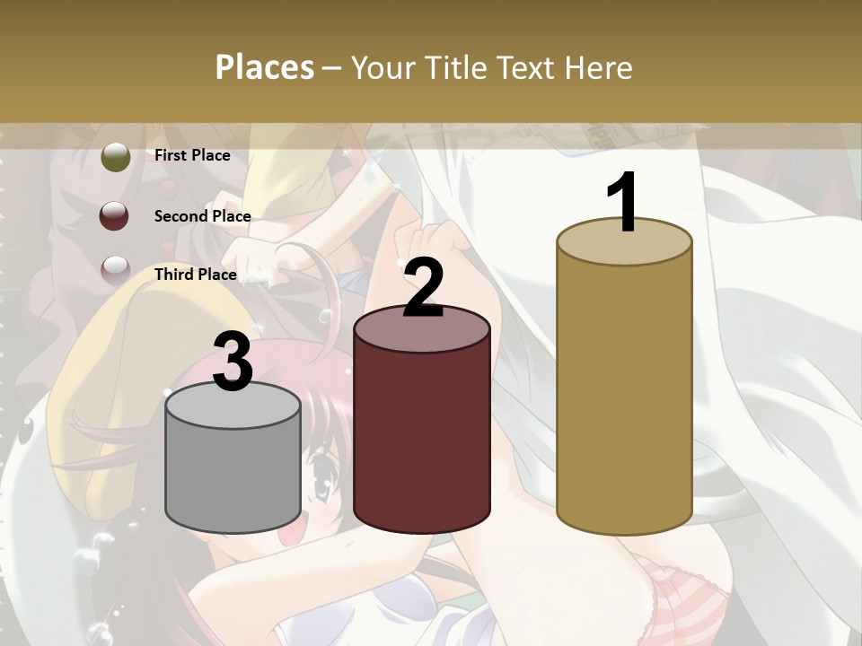 A Group Of Anime Girls In A Room With A Teddy Bear PowerPoint Template