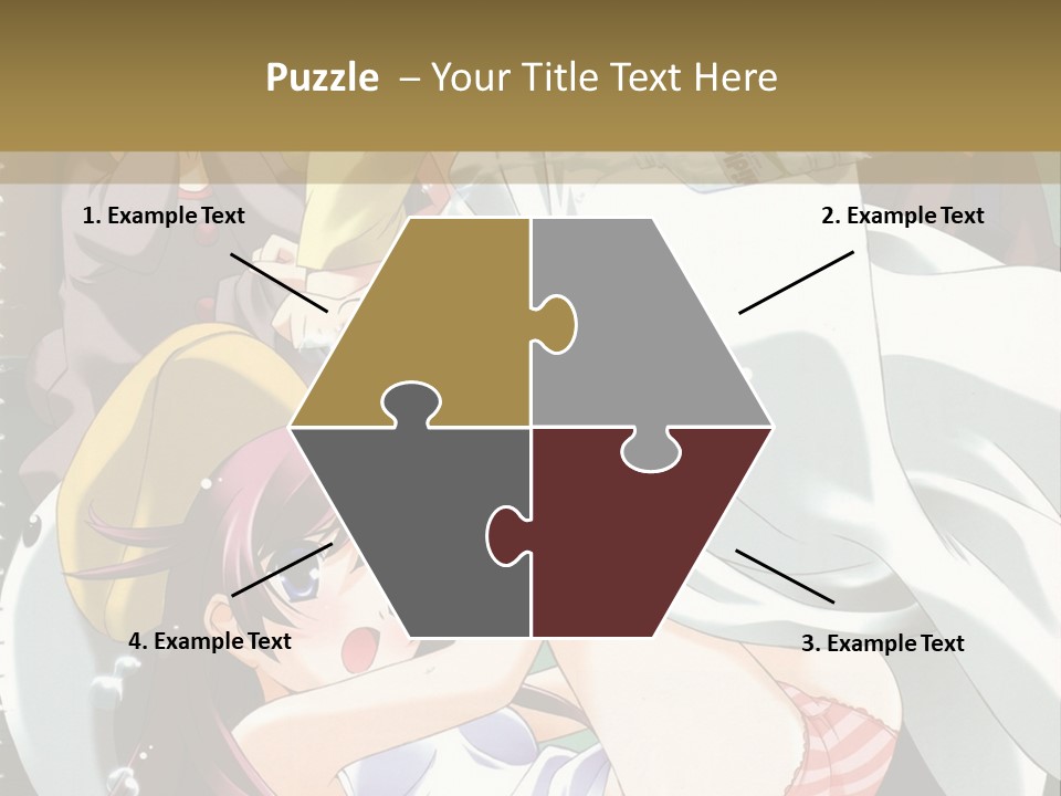 A Group Of Anime Girls In A Room With A Teddy Bear PowerPoint Template