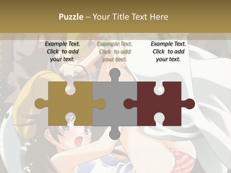 A Group Of Anime Girls In A Room With A Teddy Bear PowerPoint Template