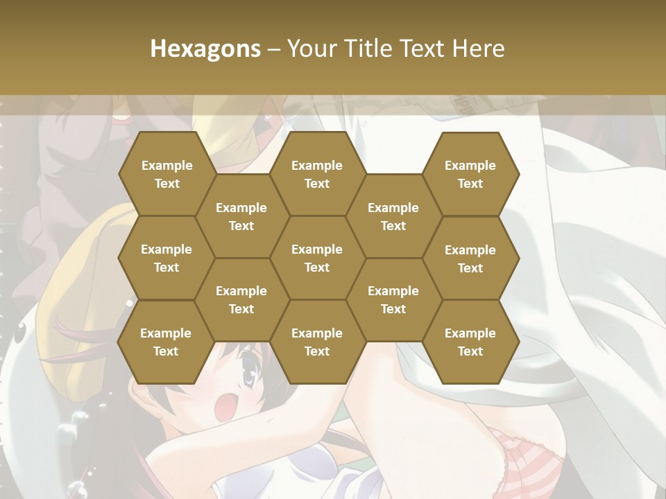 A Group Of Anime Girls In A Room With A Teddy Bear PowerPoint Template