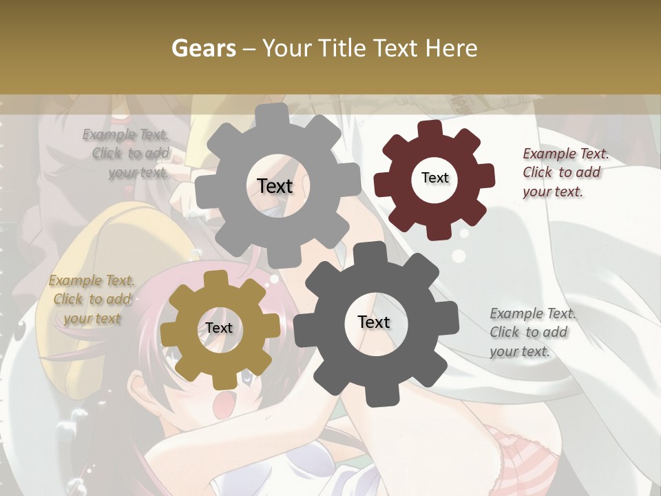 A Group Of Anime Girls In A Room With A Teddy Bear PowerPoint Template