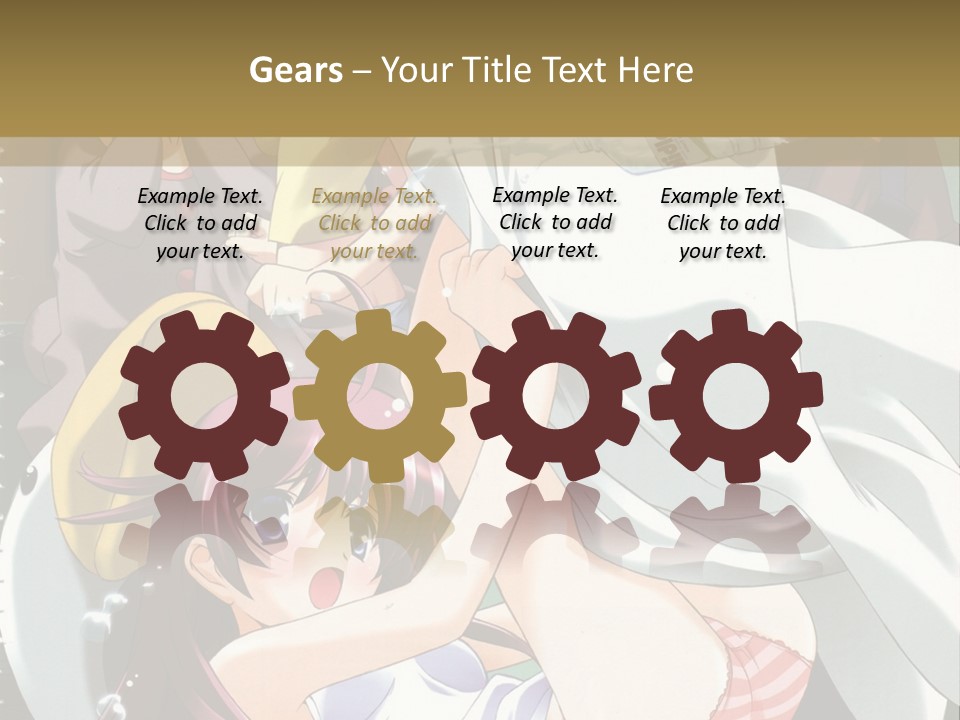A Group Of Anime Girls In A Room With A Teddy Bear PowerPoint Template