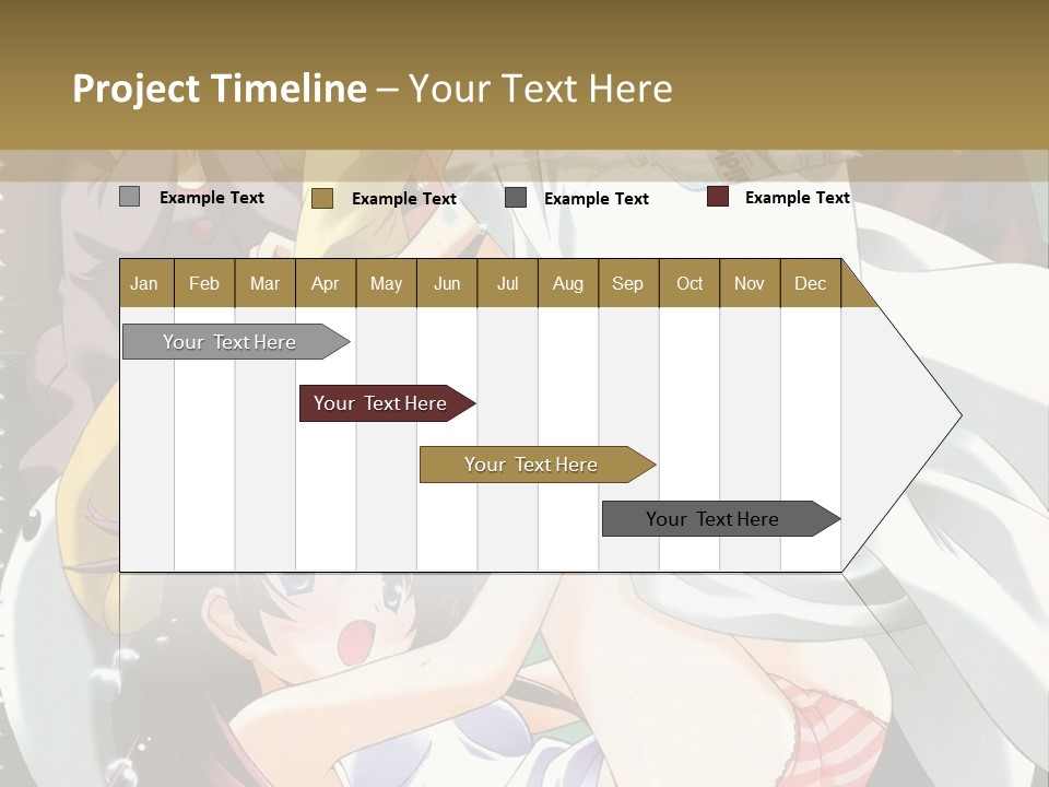 A Group Of Anime Girls In A Room With A Teddy Bear PowerPoint Template