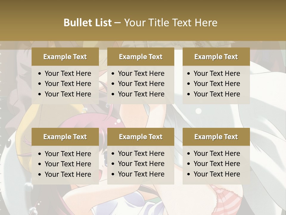 A Group Of Anime Girls In A Room With A Teddy Bear PowerPoint Template