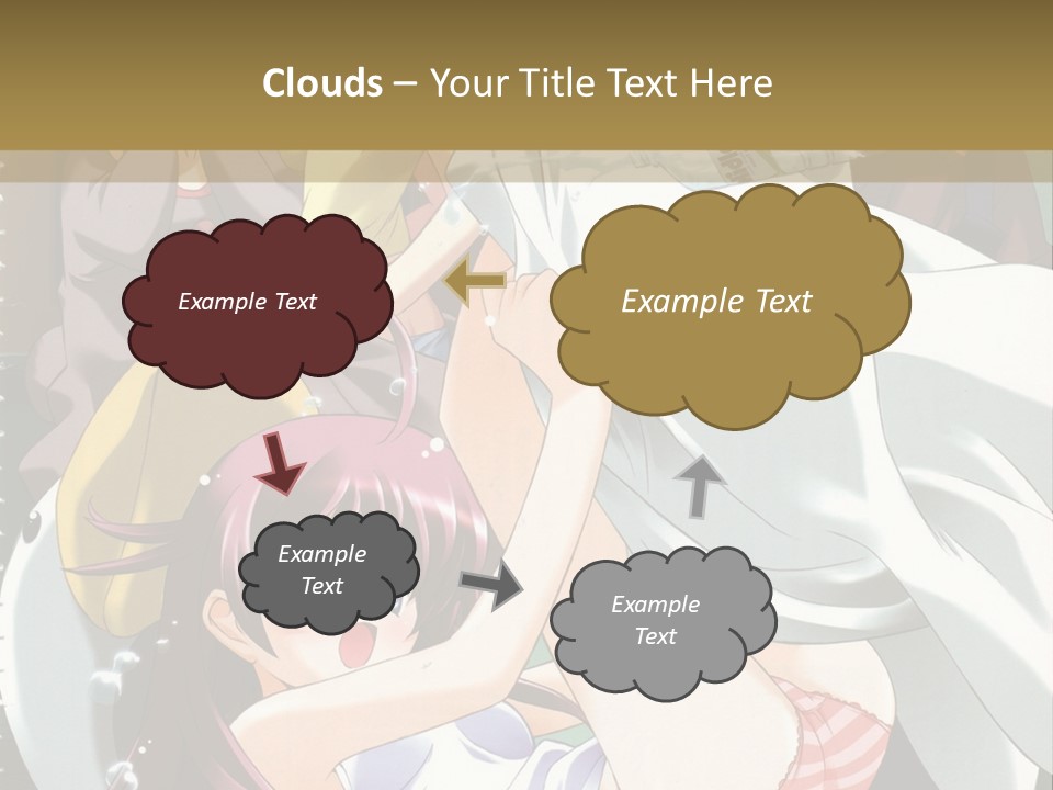 A Group Of Anime Girls In A Room With A Teddy Bear PowerPoint Template