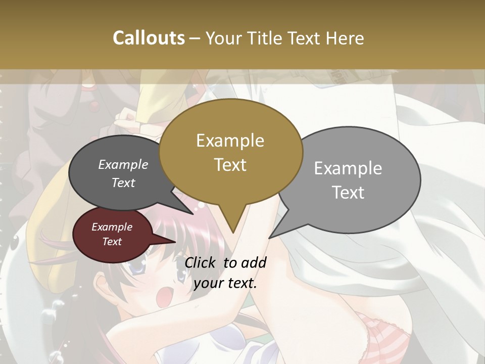 A Group Of Anime Girls In A Room With A Teddy Bear PowerPoint Template