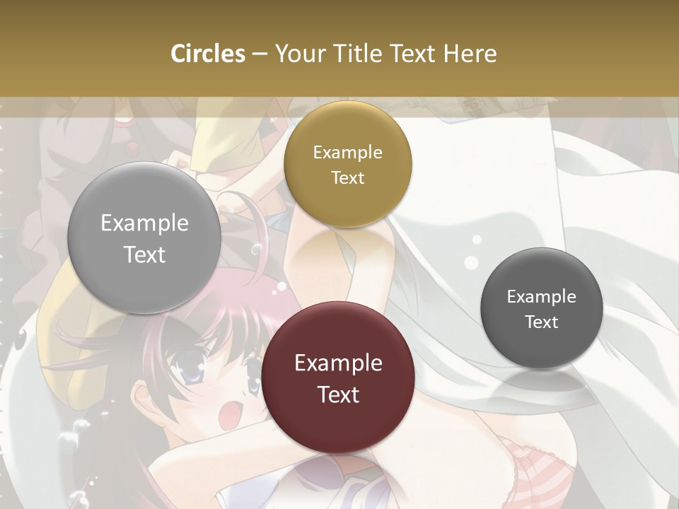 A Group Of Anime Girls In A Room With A Teddy Bear PowerPoint Template