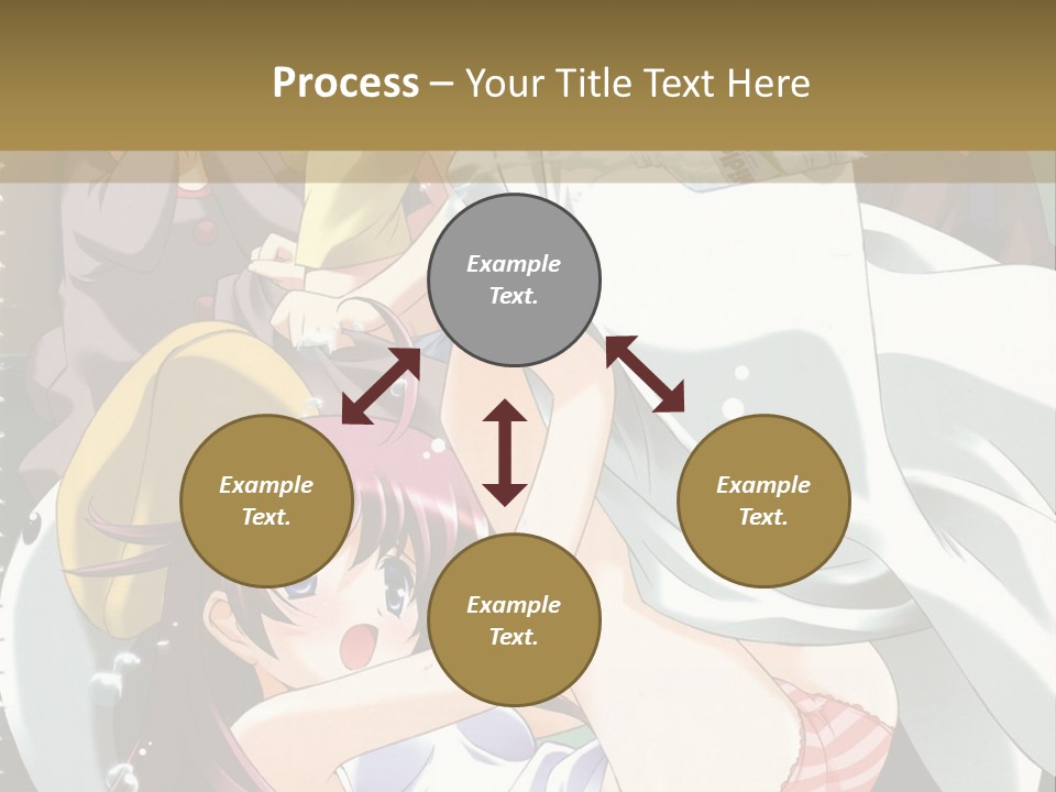 A Group Of Anime Girls In A Room With A Teddy Bear PowerPoint Template