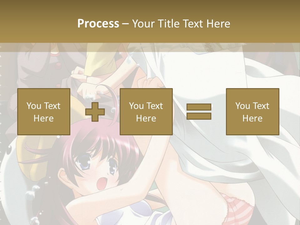 A Group Of Anime Girls In A Room With A Teddy Bear PowerPoint Template