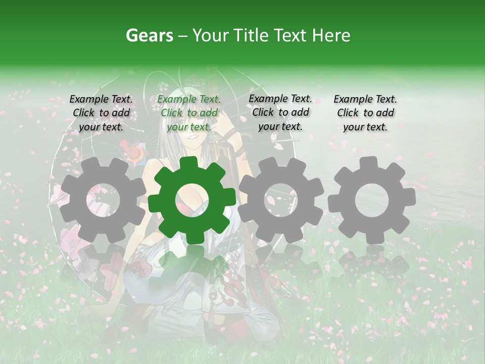 A Woman Holding An Umbrella In A Field Of Flowers PowerPoint Template