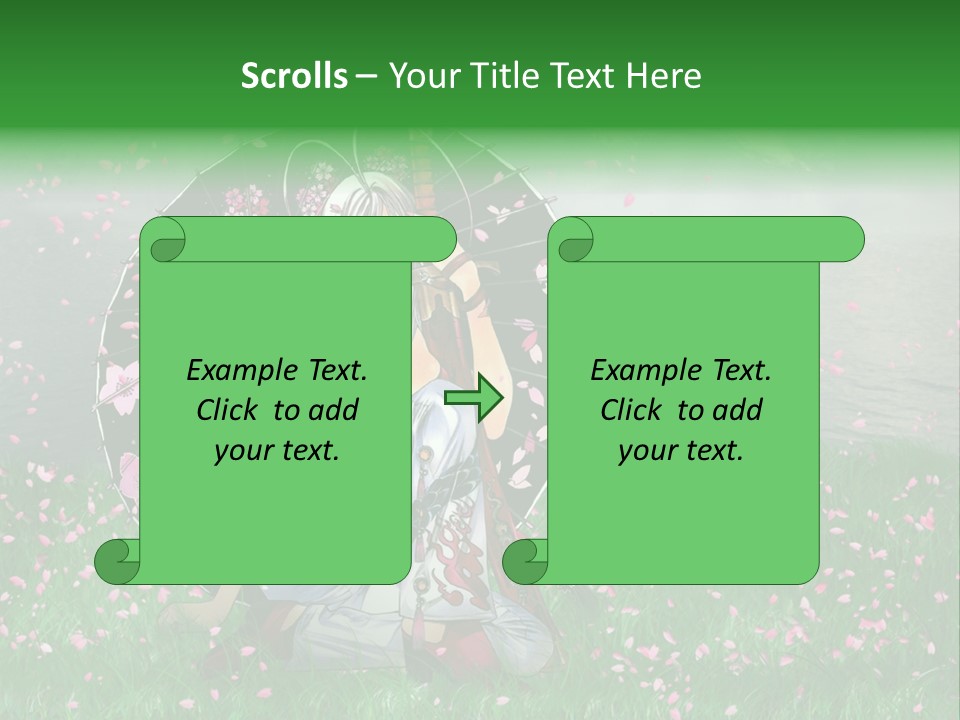 A Woman Holding An Umbrella In A Field Of Flowers PowerPoint Template