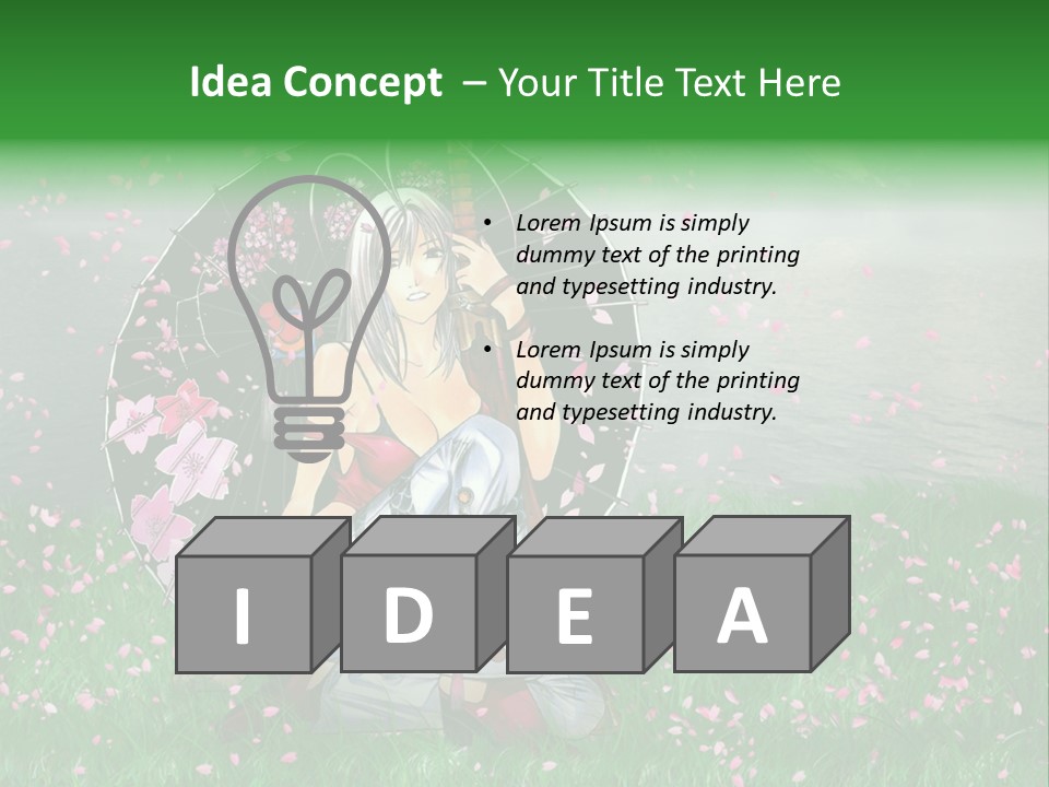 A Woman Holding An Umbrella In A Field Of Flowers PowerPoint Template