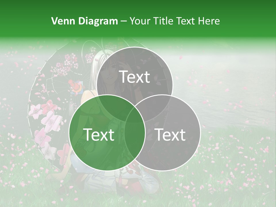 A Woman Holding An Umbrella In A Field Of Flowers PowerPoint Template