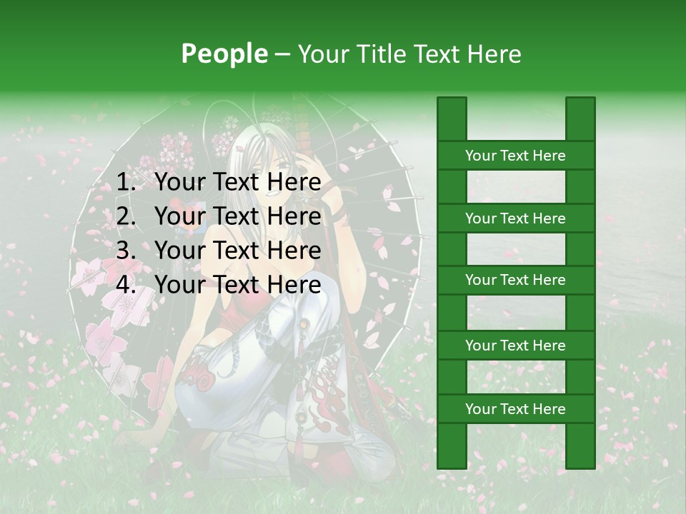 A Woman Holding An Umbrella In A Field Of Flowers PowerPoint Template