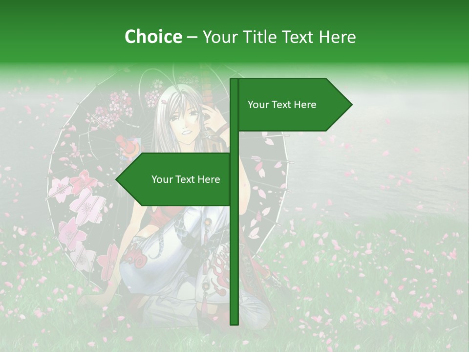 A Woman Holding An Umbrella In A Field Of Flowers PowerPoint Template