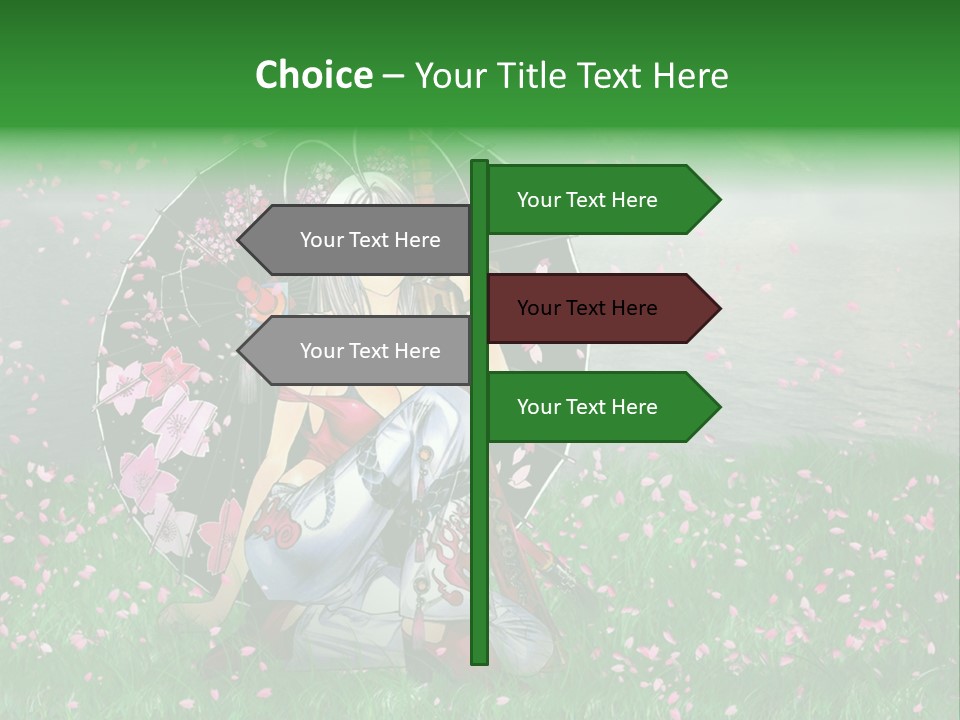 A Woman Holding An Umbrella In A Field Of Flowers PowerPoint Template