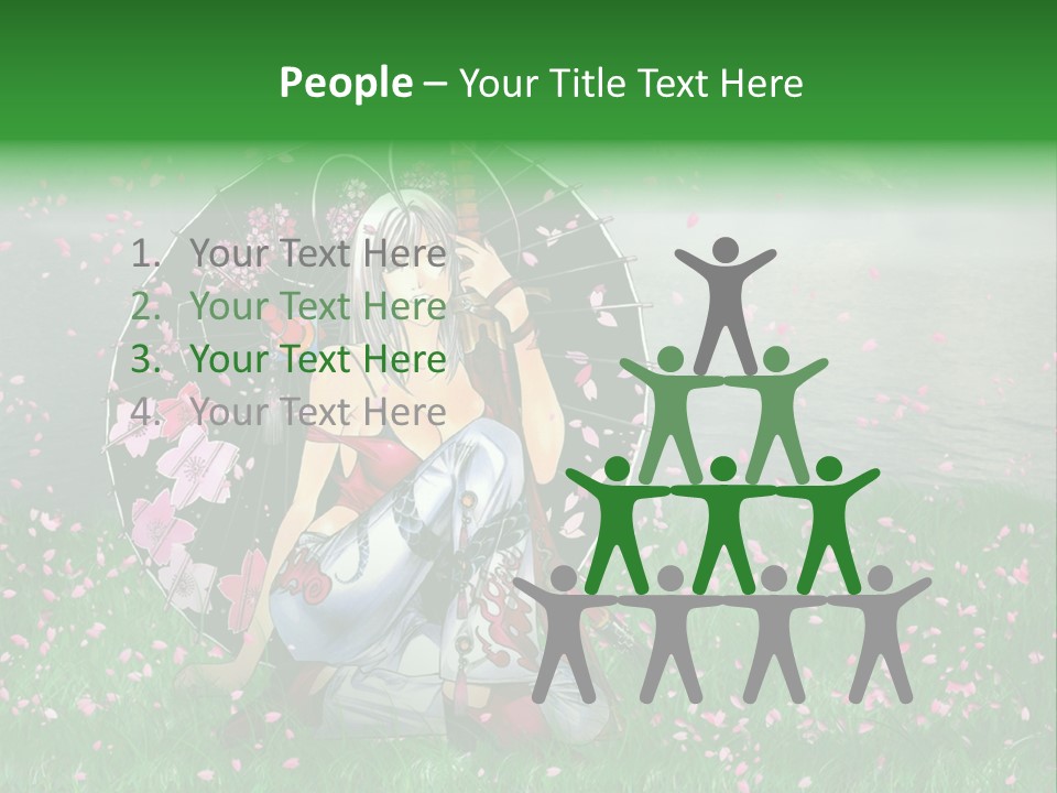 A Woman Holding An Umbrella In A Field Of Flowers PowerPoint Template