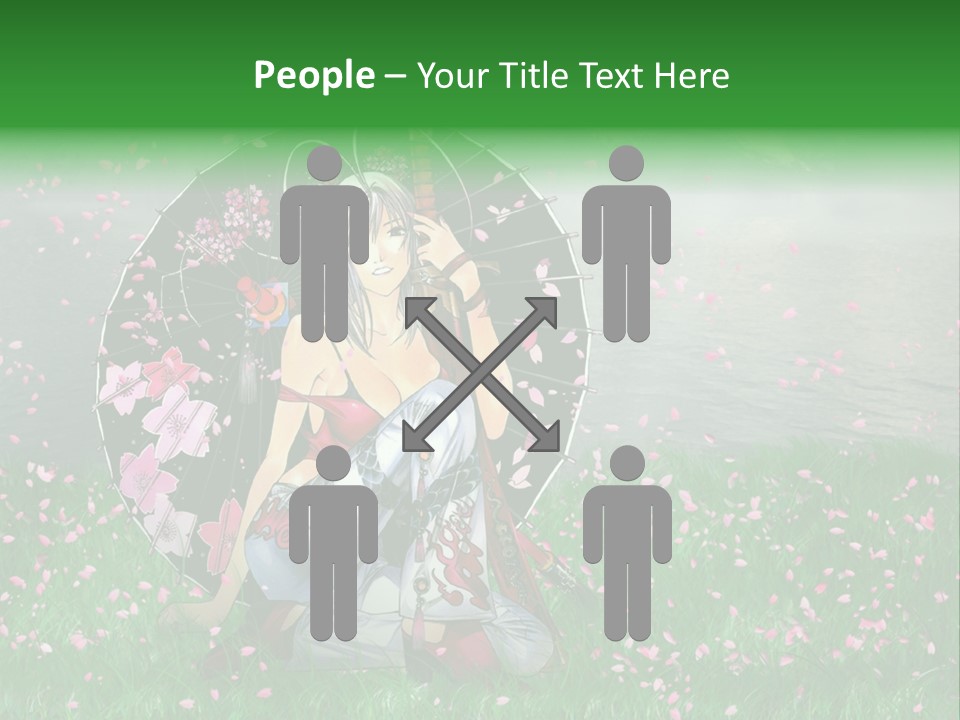 A Woman Holding An Umbrella In A Field Of Flowers PowerPoint Template