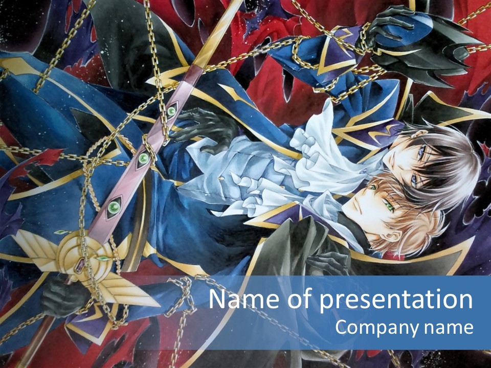 A Anime Character Holding A Sword In His Hands PowerPoint Template