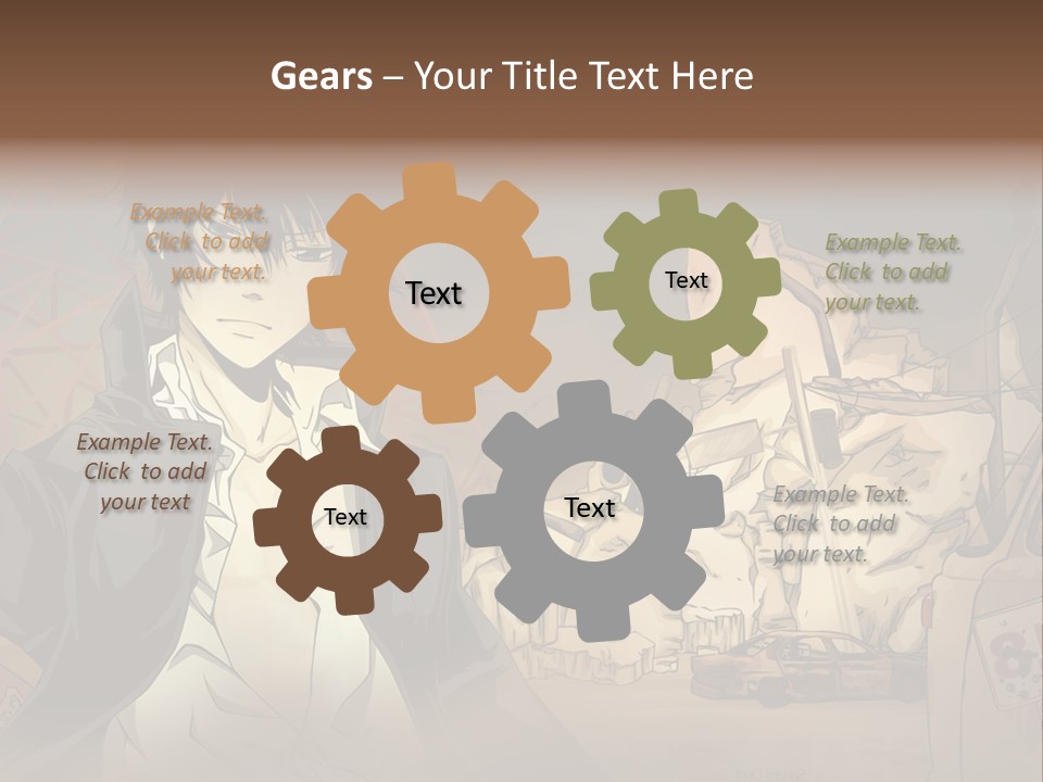 A Man Standing In Front Of A Pile Of Rubble PowerPoint Template