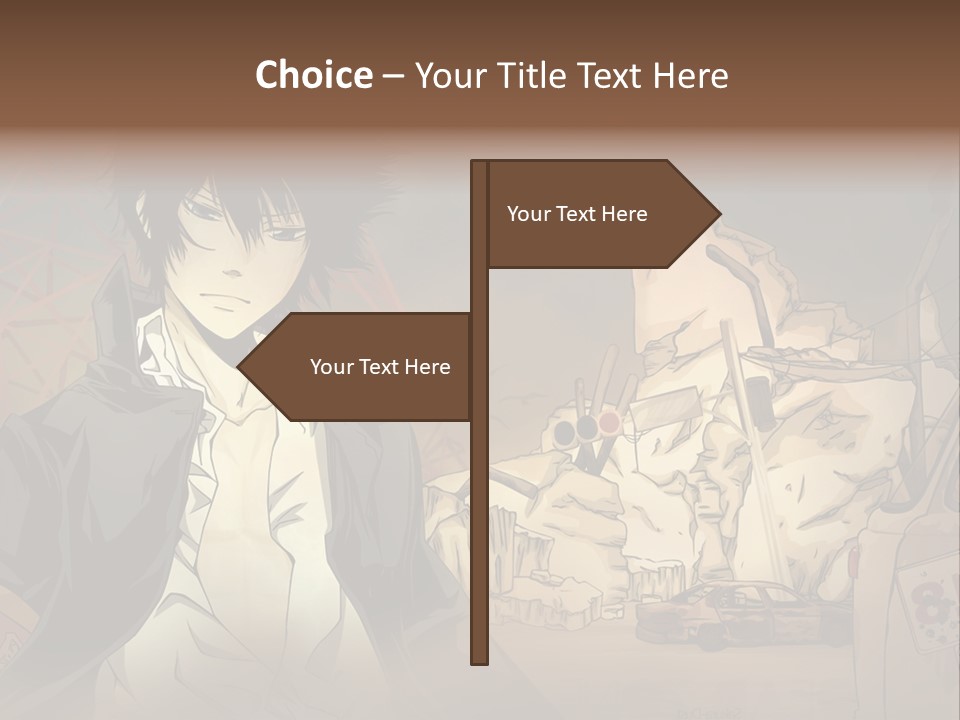 A Man Standing In Front Of A Pile Of Rubble PowerPoint Template