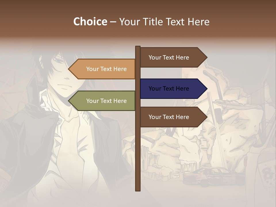 A Man Standing In Front Of A Pile Of Rubble PowerPoint Template