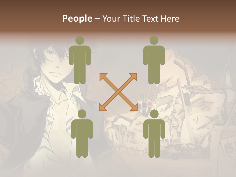 A Man Standing In Front Of A Pile Of Rubble PowerPoint Template