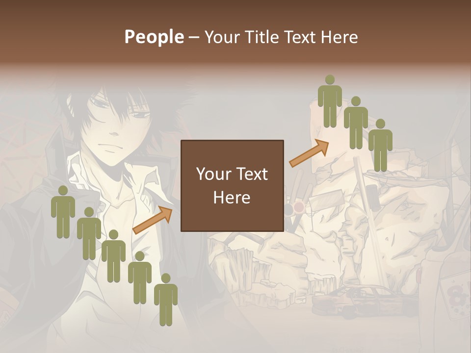 A Man Standing In Front Of A Pile Of Rubble PowerPoint Template