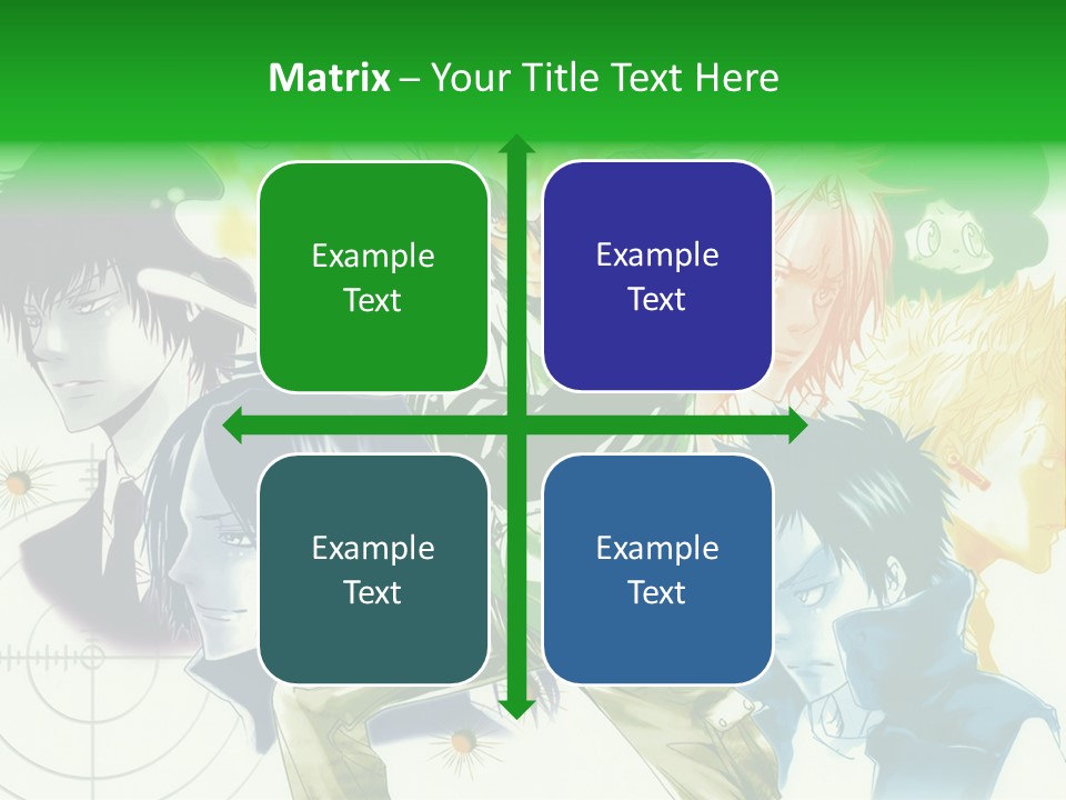 A Group Of Anime Characters With A Green Background PowerPoint Template