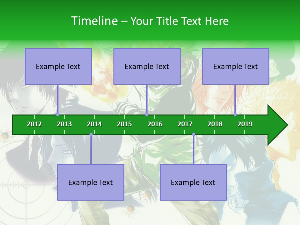 A Group Of Anime Characters With A Green Background PowerPoint Template