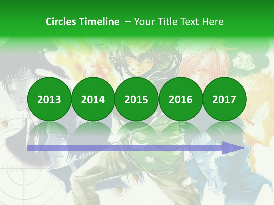 A Group Of Anime Characters With A Green Background PowerPoint Template