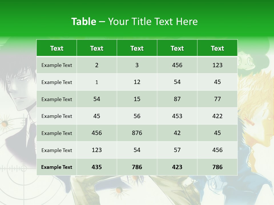 A Group Of Anime Characters With A Green Background PowerPoint Template