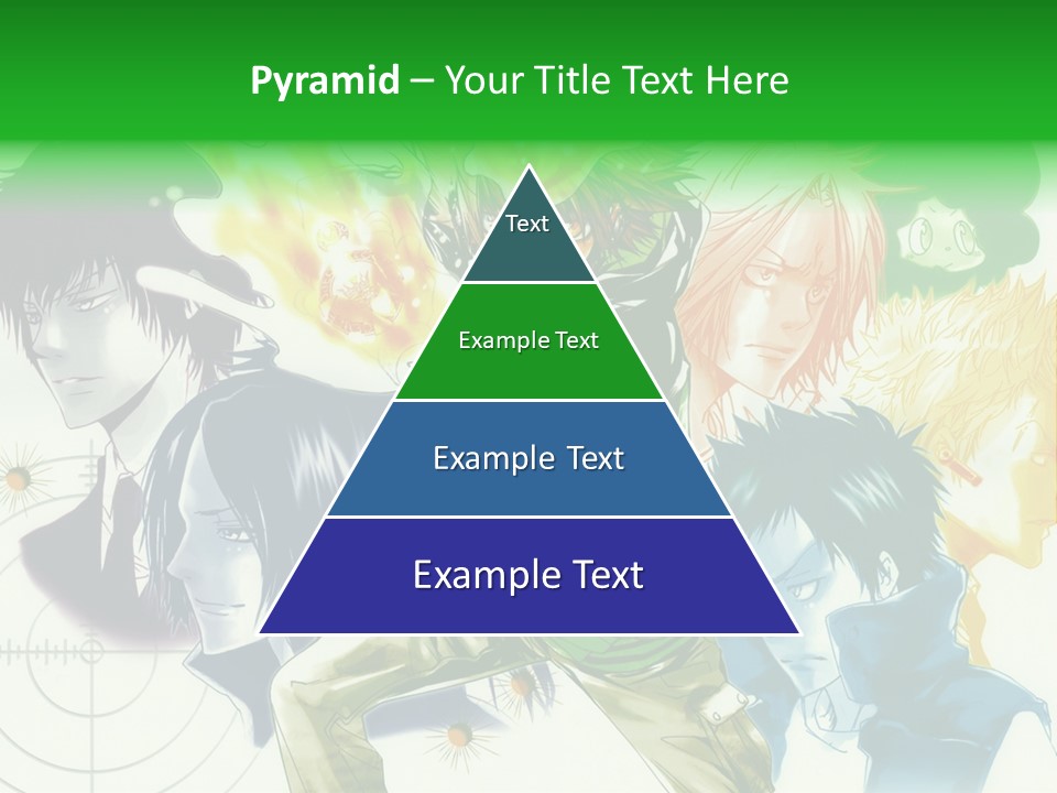 A Group Of Anime Characters With A Green Background PowerPoint Template
