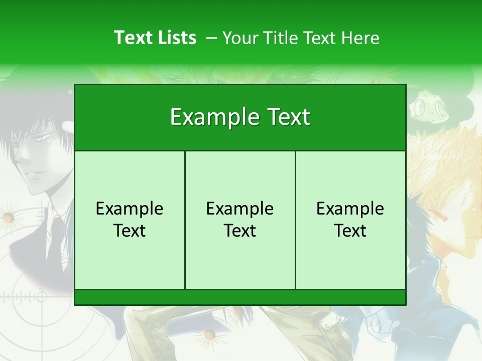 A Group Of Anime Characters With A Green Background PowerPoint Template