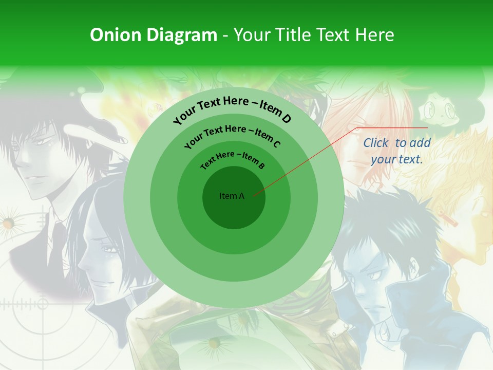 A Group Of Anime Characters With A Green Background PowerPoint Template