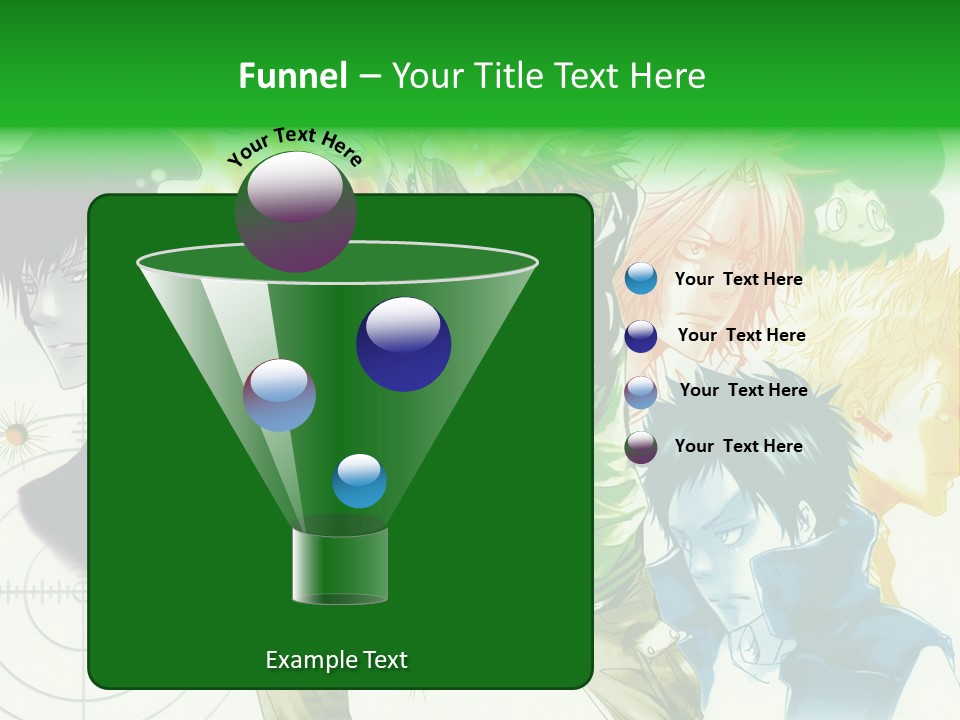 A Group Of Anime Characters With A Green Background PowerPoint Template