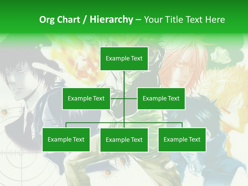 A Group Of Anime Characters With A Green Background PowerPoint Template