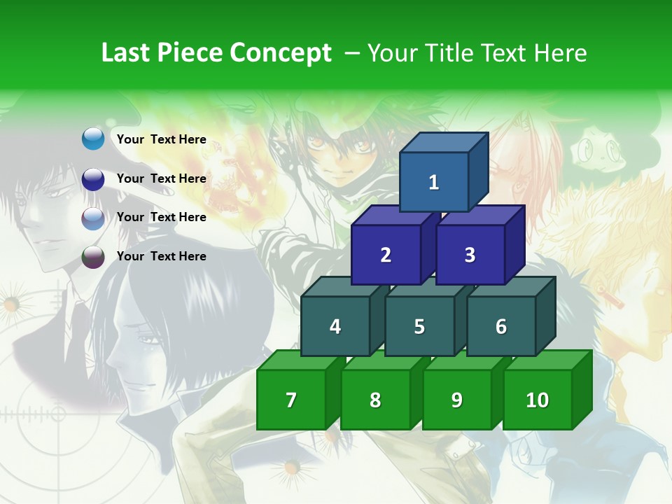 A Group Of Anime Characters With A Green Background PowerPoint Template