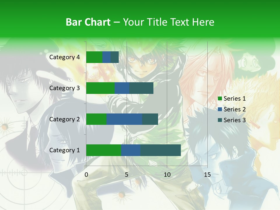 A Group Of Anime Characters With A Green Background PowerPoint Template