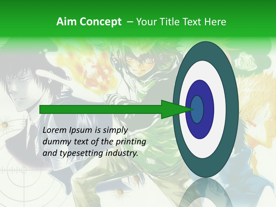 A Group Of Anime Characters With A Green Background PowerPoint Template