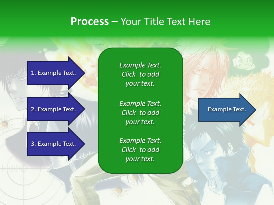 A Group Of Anime Characters With A Green Background PowerPoint Template