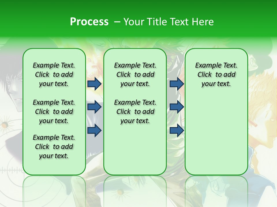 A Group Of Anime Characters With A Green Background PowerPoint Template