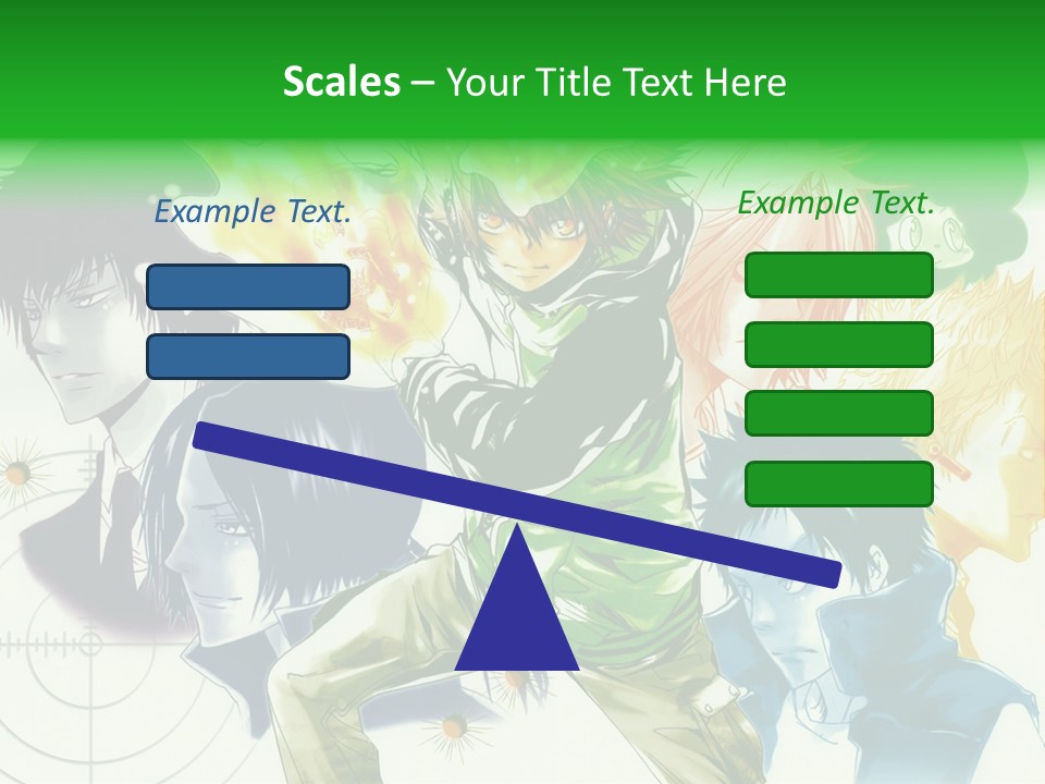 A Group Of Anime Characters With A Green Background PowerPoint Template