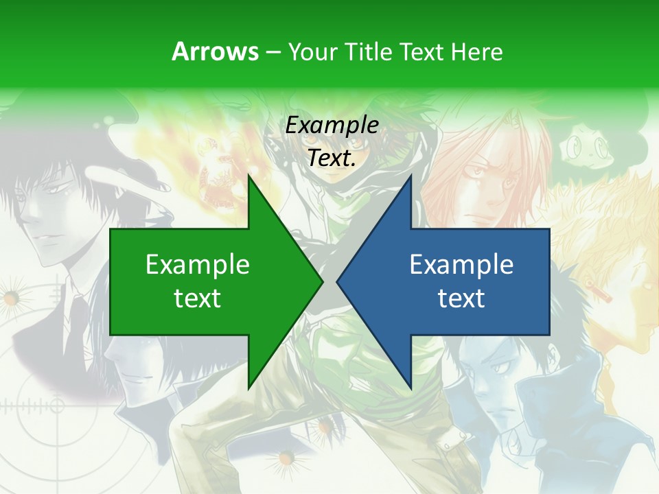A Group Of Anime Characters With A Green Background PowerPoint Template