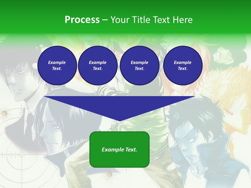 A Group Of Anime Characters With A Green Background PowerPoint Template