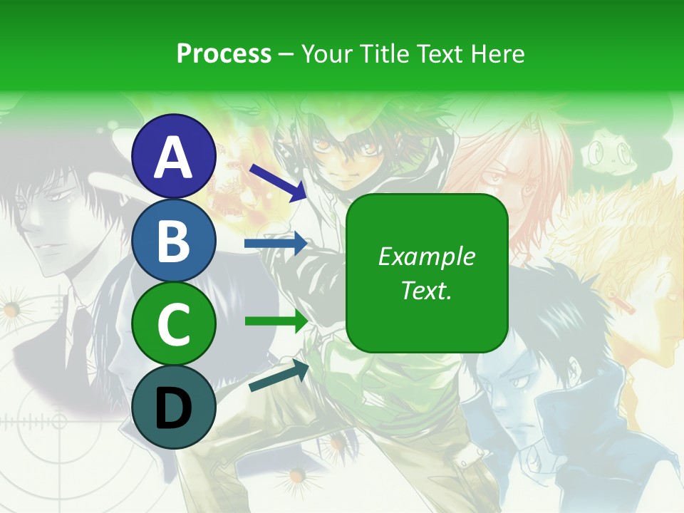 A Group Of Anime Characters With A Green Background PowerPoint Template