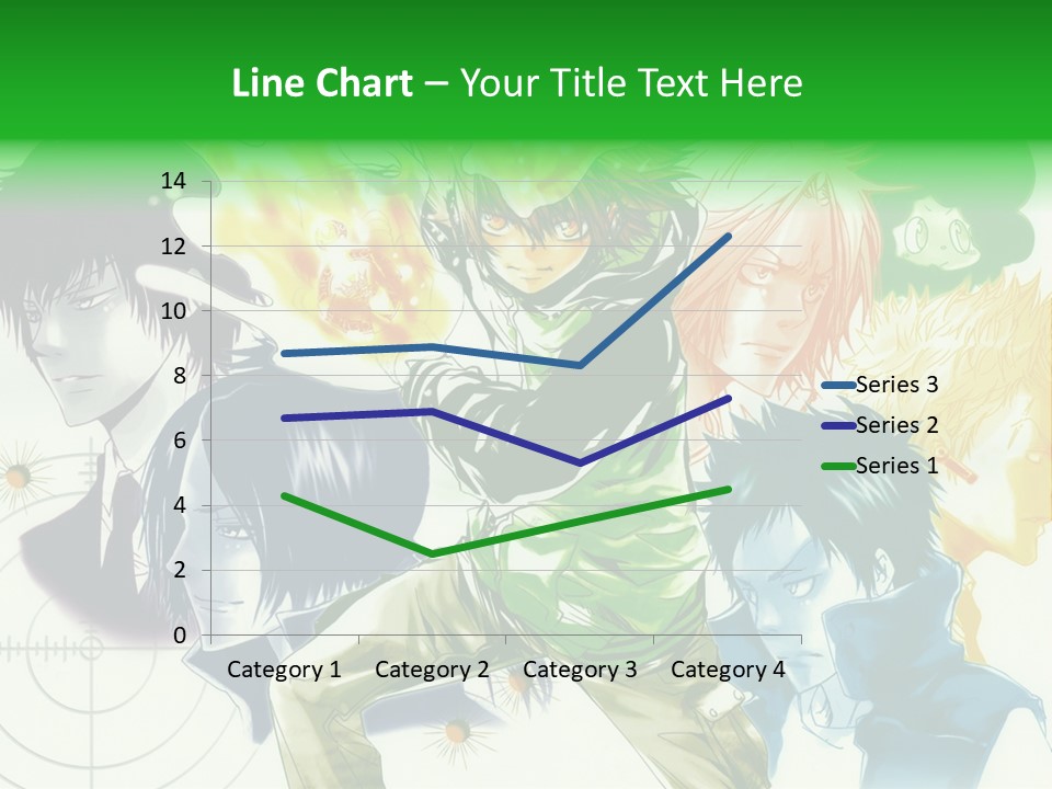 A Group Of Anime Characters With A Green Background PowerPoint Template